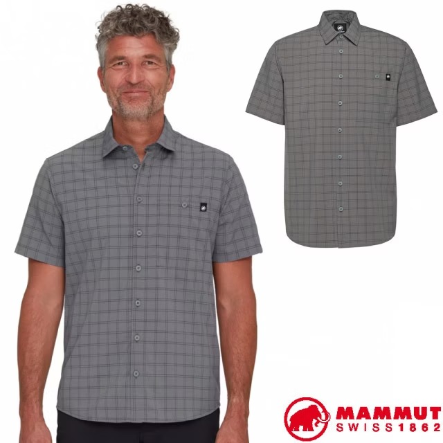 【MAMMUT 長毛象】男 Lenni Shirt 輕量環保快乾短袖襯衫/1015-01660-00722 鋼鐵灰/黑✿30E010
